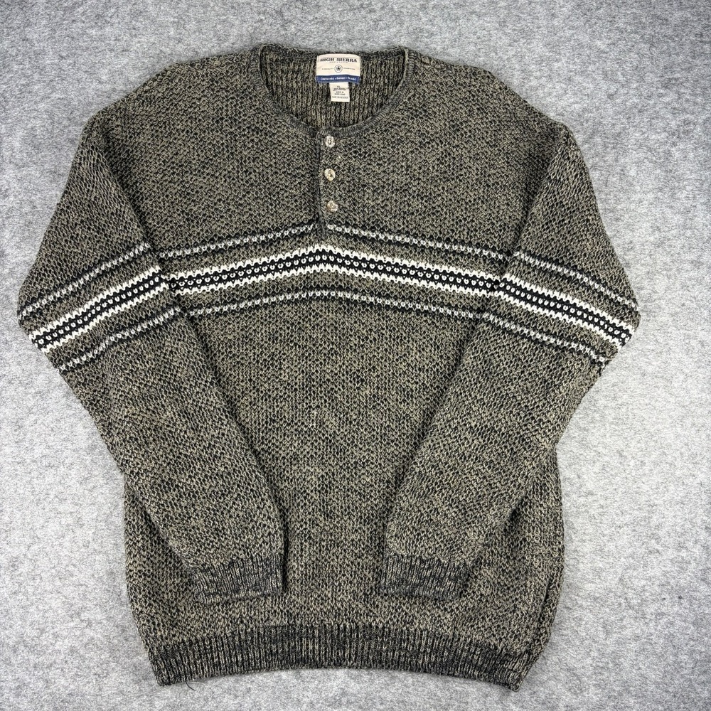 Vintage High Sierra Sweater Men's XL Henley Knit 90s Y2K Grandpa